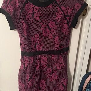 Nanette Lepore Black and Pink Lace Dress
